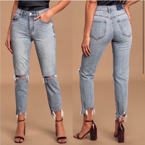 Daze Denim Straight Up Light Wash High Rise Distressed Denim Jeans 24 - Picture 1 of 5